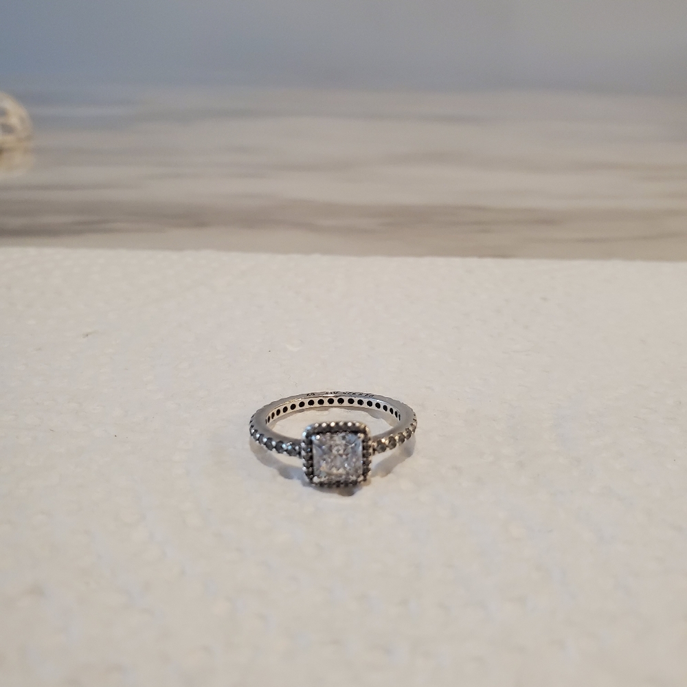 Pandora Square Sparkle Halo Ring